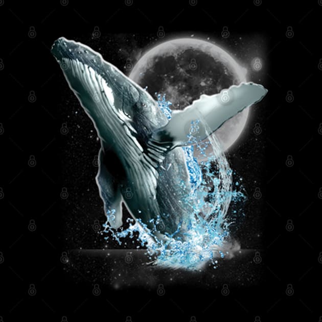 Blue whale dancing in moonlight by KA Creative Design