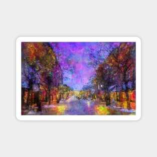 Church Street, Burlington, Vermont USA Impressionist Painting Magnet