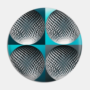 Silver spheres in 3d optic on blue, turquoise, teal pop art backgrounds Pin