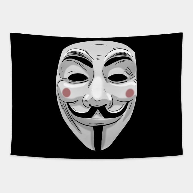 Anonymous Hacker Mask Tapestry by Black Snow Comics