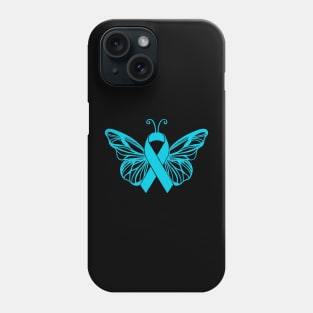 Awareness Ribbon Butterfly Light Blue Phone Case