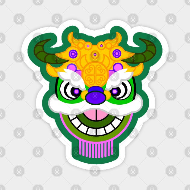 CNY: GREEN LION HEAD Magnet by cholesterolmind