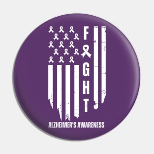 American Alzheimer's Awareness Fighter Dad Mom USA Flag Pin