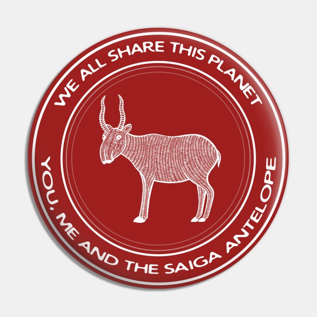 Saiga Antelope - We All Share This Planet - endangered species design Pin by Green Paladin