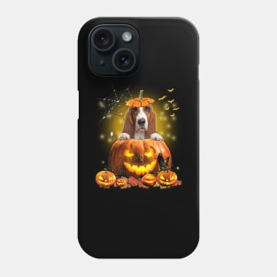 Basset Hound Spooky Halloween Pumpkin Dog Head Phone Case