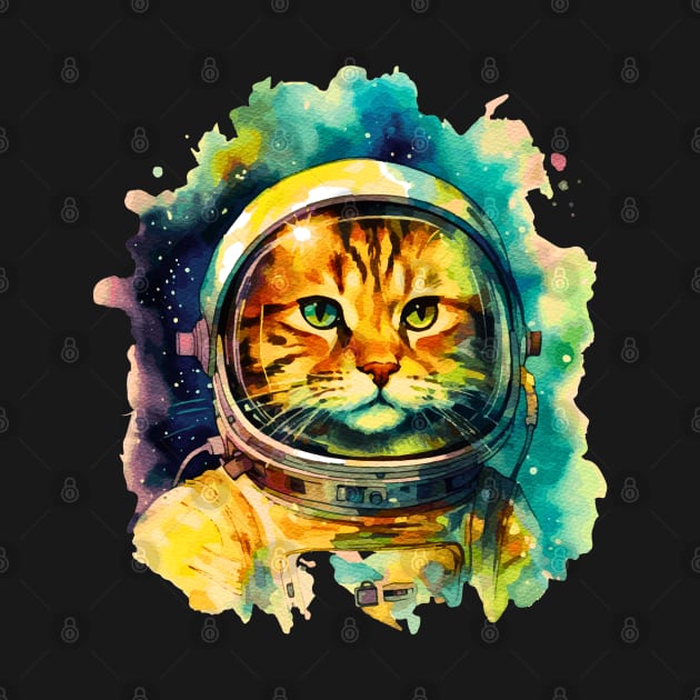 Astronaut Cat in Watercolor by Printed Passion