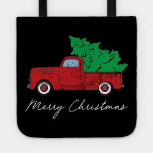 Merry Christmas Retro Vintage Red Truck Tote