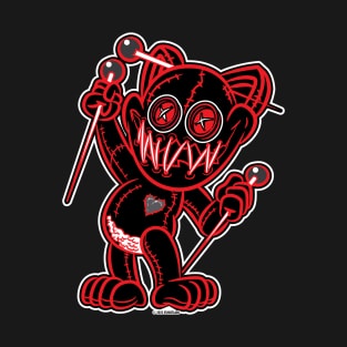VooDoo Kitty Cat in black and red T-Shirt