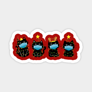 Funny Christmas Cats in Face Masks Magnet