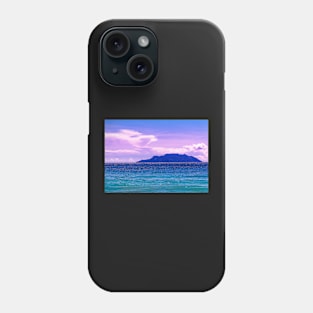 PURPLE SUNSET OVER AN ISLAND IN THE SEA DESIGN Phone Case
