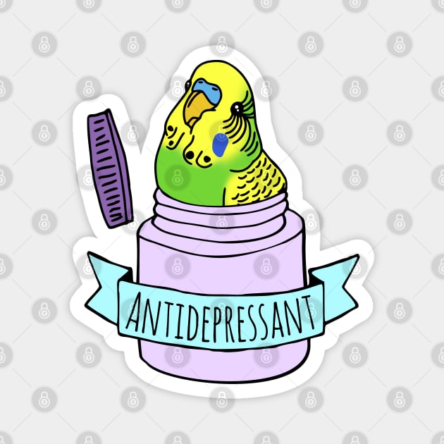 Antidepressant Green Budgie Magnet by FandomizedRose