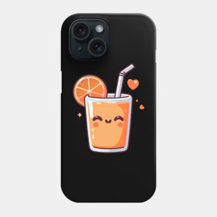 Cute Orange Juice in Kawaii Style with a Heart | Kawaii Food Art for Kawaii Lovers Phone Case