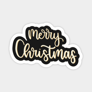 Merry Christmas - White and Gold Script Magnet