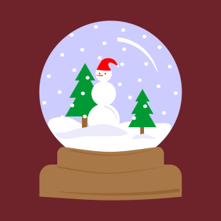 Snow globe with a snowman and a spruces inside T-Shirt