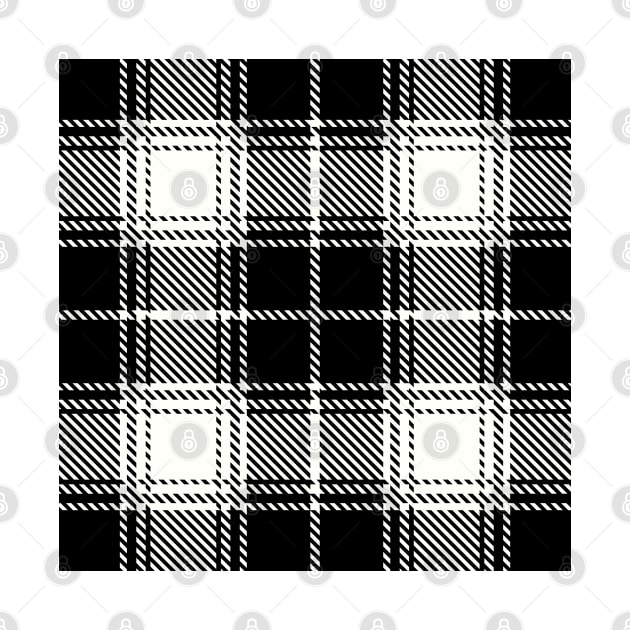 Blacl and White Buffalo Tartan Plaid Pattern by teezeedy