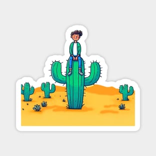 Sitting on thorns on a Mexican cactus Magnet