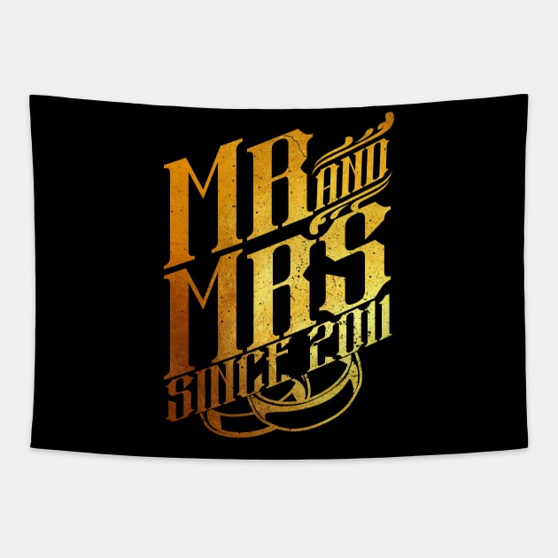 'Mr and Mrs Since 2011 7th Wedding' Anniversary Gift Tapestry by ourwackyhome