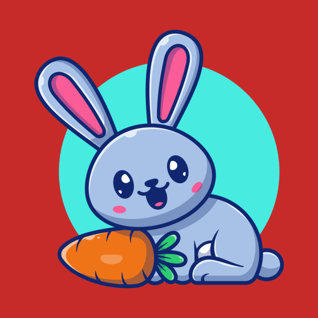 Cute Rabbit With Carrot Cartoon by Catalyst Labs