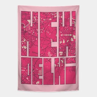 New Delhi, India City Map Typography - Blossom Tapestry