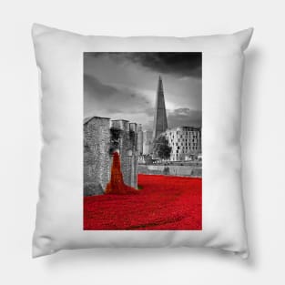 Tower of London Red Poppies Pillow