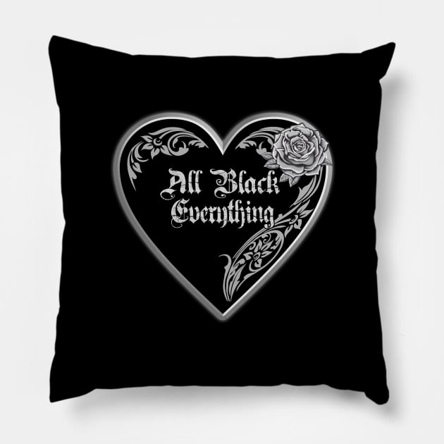 All Black Everything Pillow by Gothic Rose