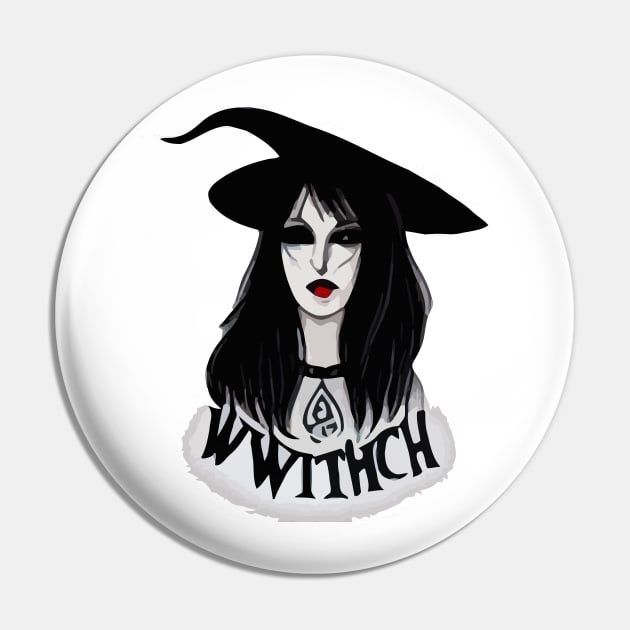 Scary Witch Halloween Design Pin by MindGlowArt