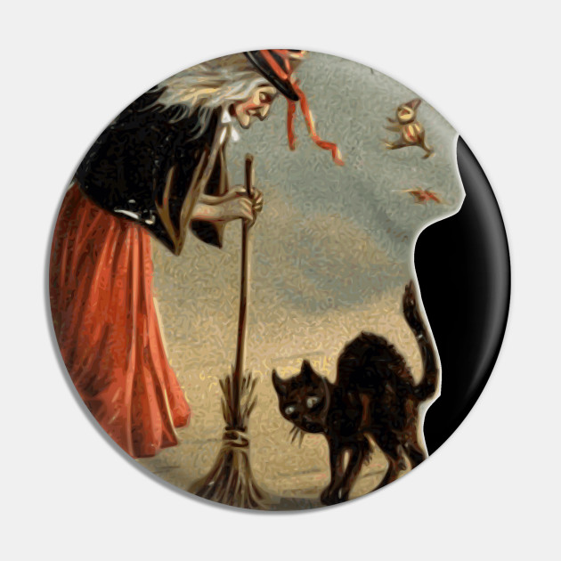 Witch Black Cat Broom Halloween Magical Gift Adults Clothing