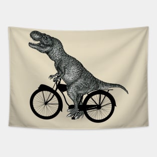 Bike and t rex dinosaur silhouettes Tapestry