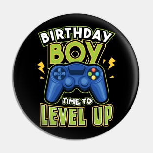 Birthday Boy Time to Level Up Gamer Pin