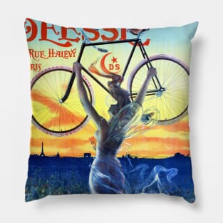 Vintage Travel Poster France Deesse Bicycles Pillow