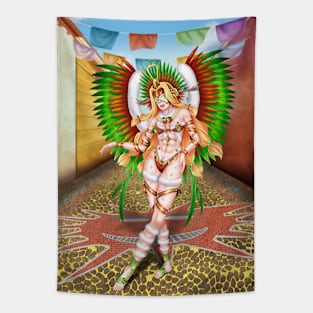 Christmas Quetzalcoatl Tecnica Mask Background Tapestry