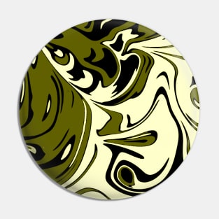 Olive Cream Liquid Abstract Art Pin