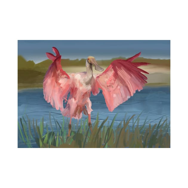 A Possessive Roseate Spoonbill Bird by laceylschmidt