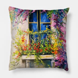 Blooming balcony Pillow