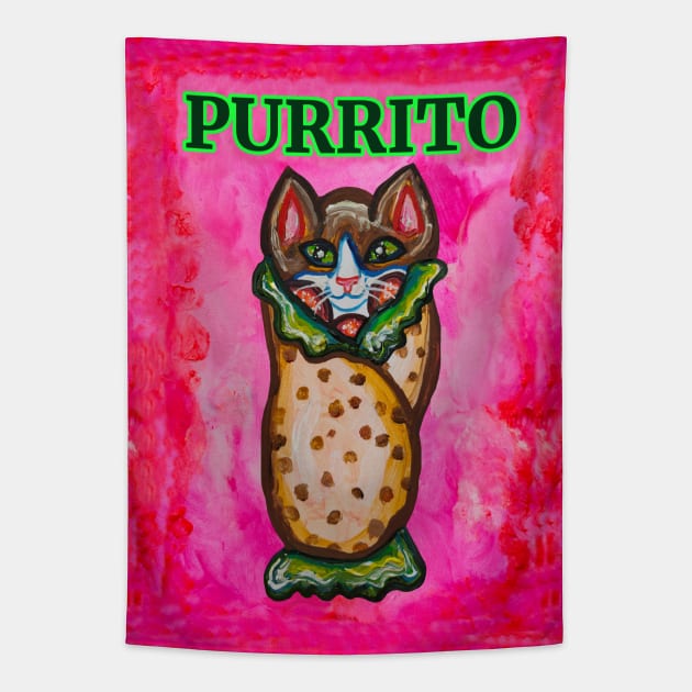 Purrito Cat Burrito Tapestry by Art by Deborah Camp