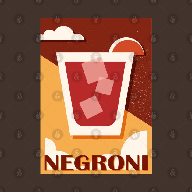 Negroni art print, Cocktail, Retro 70s, Aesthetic art, Alcohol poster, Exhibition print, Mid century by KristinityArt