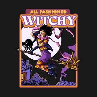 All Fashioned Witchy girl and Black cat Witchcraft Vintage T-Shirt