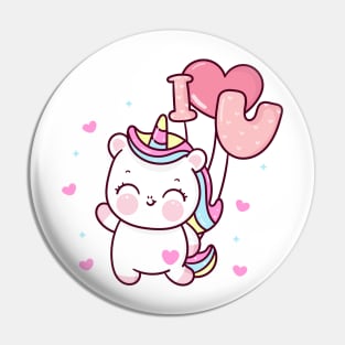 Cute Kawaii i love you unicorn birthday Pin