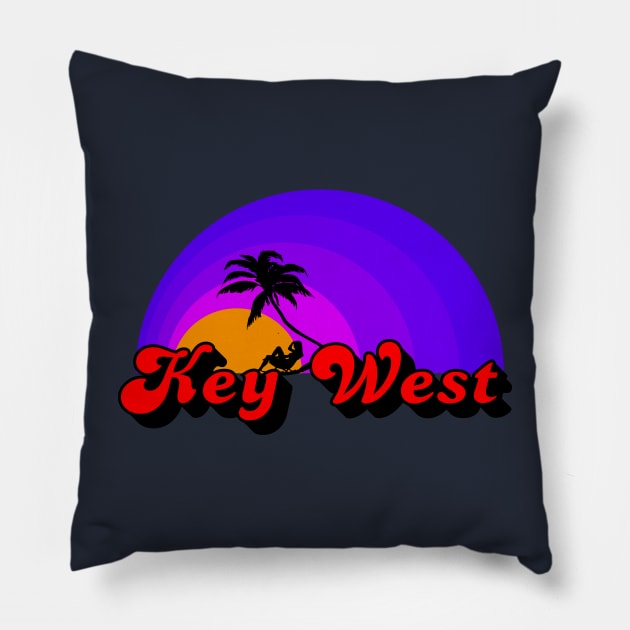 Key West Retro Sunset Pillow by Brobocop