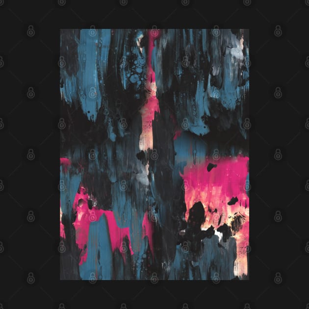 New dawn pink - fluid painting pouring image in teal, black and pink by nobelbunt