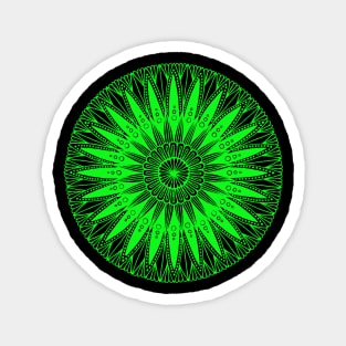 Mandala (lime green on black) Magnet