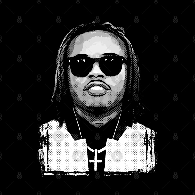 Gunna Pop Art Halftone Black and White by Mr.FansArt