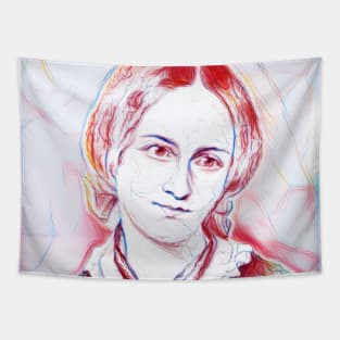 Emily Bronte Portrait | Emily Bronte Artwork Line Art Tapestry