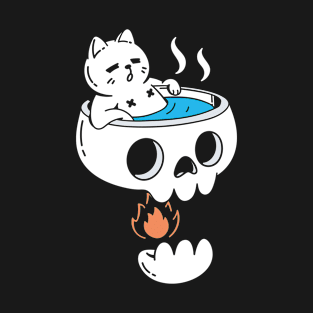 Cat and Skull (Bathing) T-Shirt