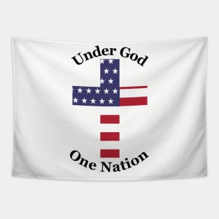 One Nation Under God American Flag Christian Cross Tapestry