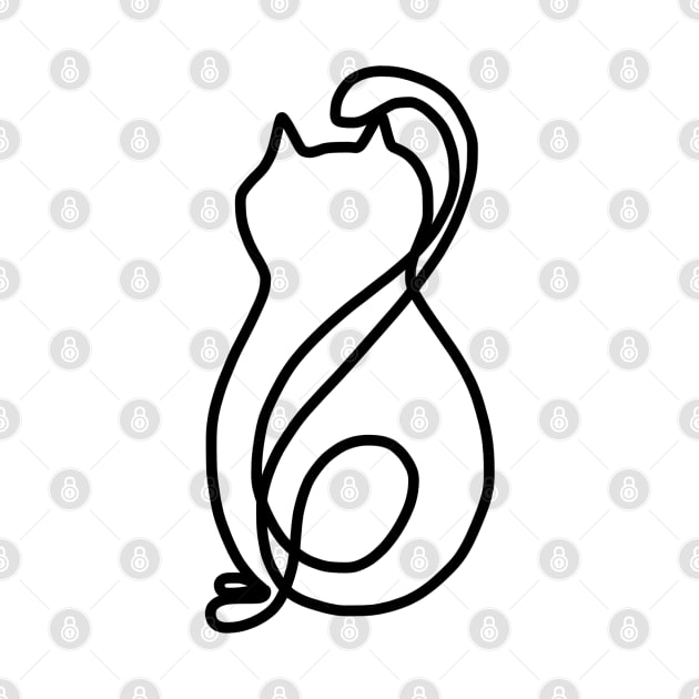 One Line Cat Viral TikTok (Black) by faiiryliite