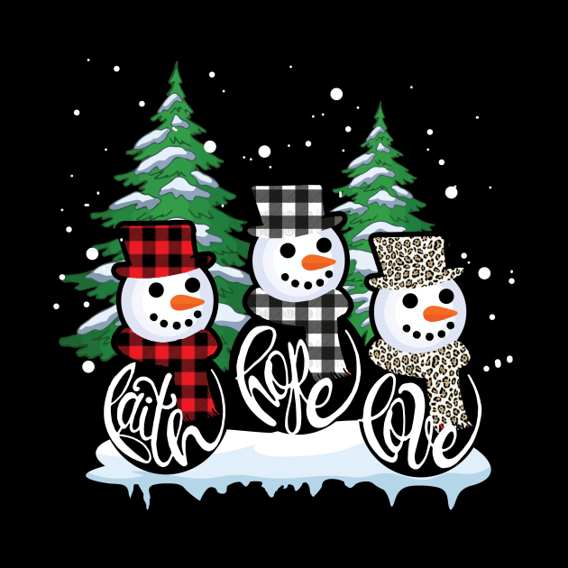Faith Hope Love Snowman Funny Christmas Gift For Christian by EduardjoxgJoxgkozlov
