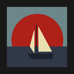 Retro Sailboat Red T-Shirt