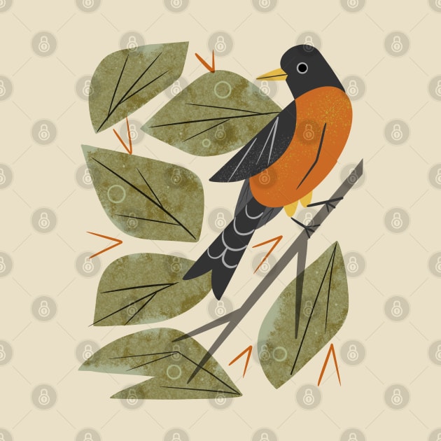 Perching Robin by Renea L Thull