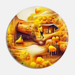 Yellow Flowers Forest Art Pin